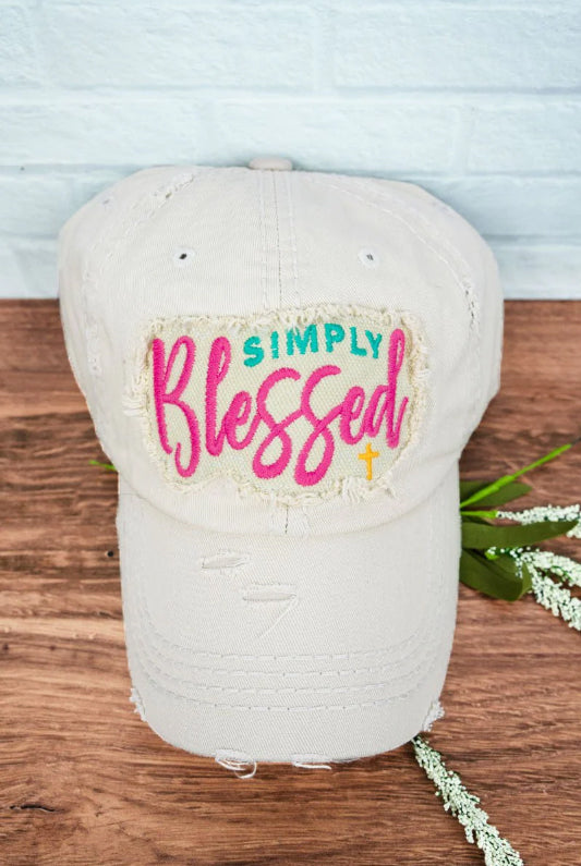 Distressed 'Simply Blessed' Hat