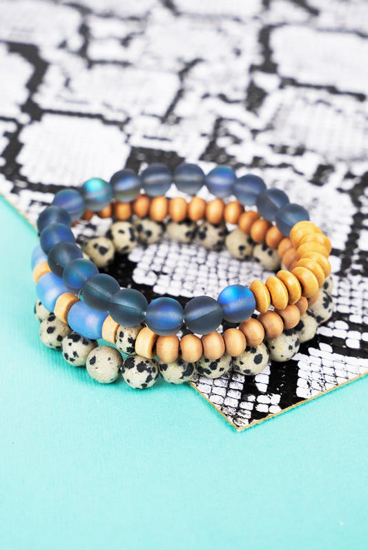 Blue Bay Beaded Trio Stack