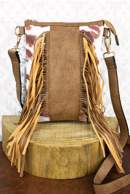 Heifer Please Faux Leather Crossbody with Fringe