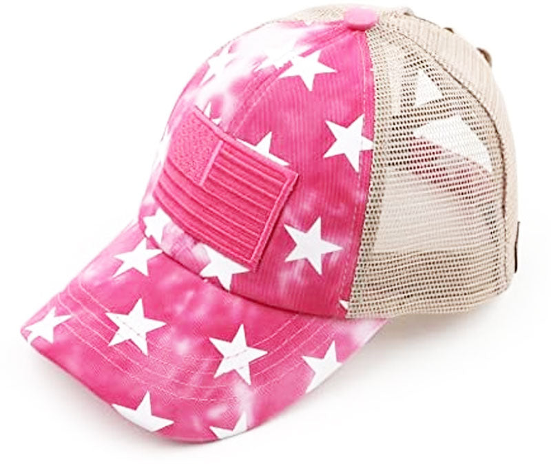 SUBDUED FLAG STAR MESH PONYTAIL CAP