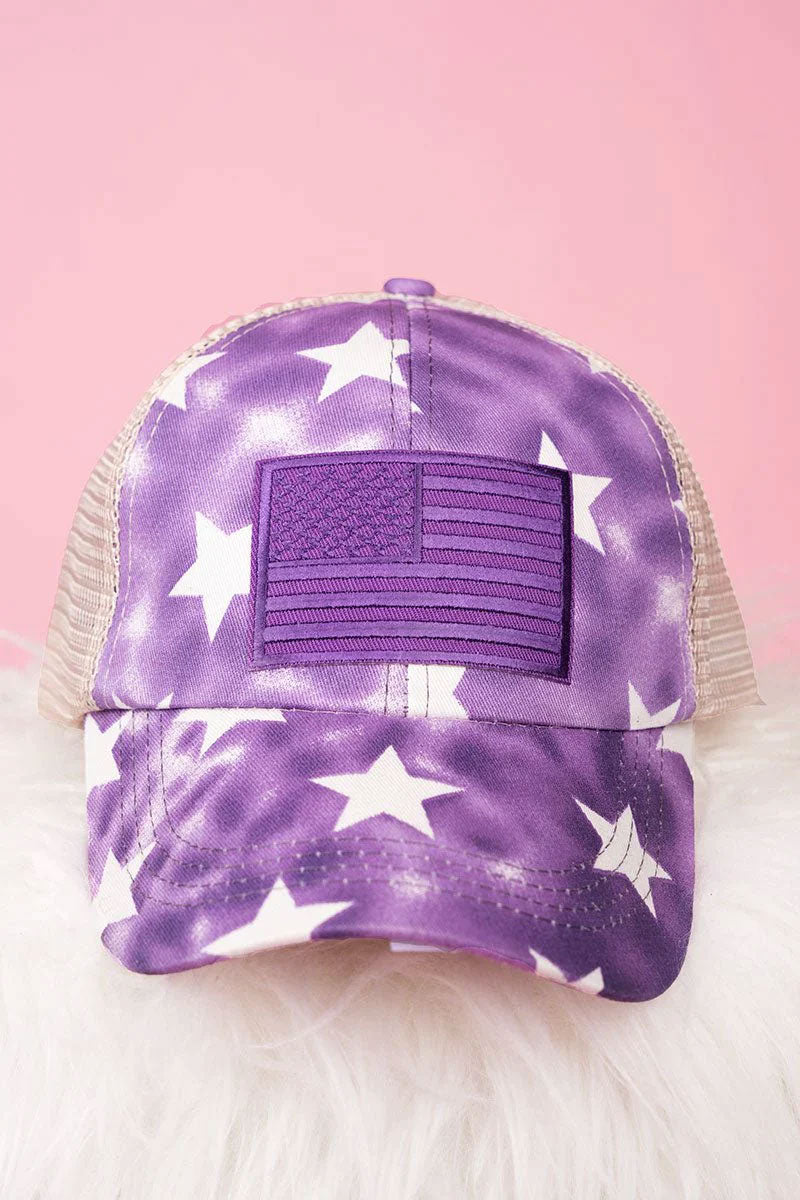 SUBDUED FLAG STAR MESH PONYTAIL CAP