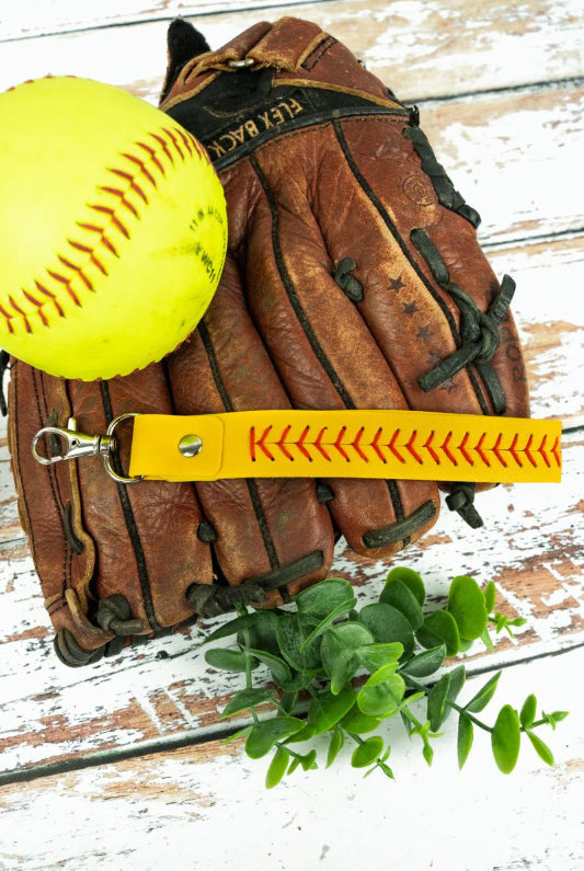 Softball Stitched Wristlet Keychain