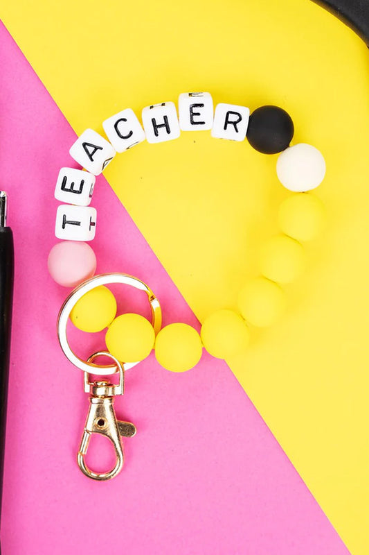 Teacher Beaded Keychain Bracelet