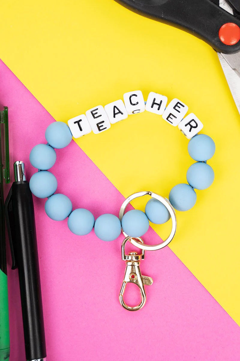 Teacher Beaded Keychain Bracelet