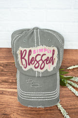 Distressed 'Simply Blessed' Hat